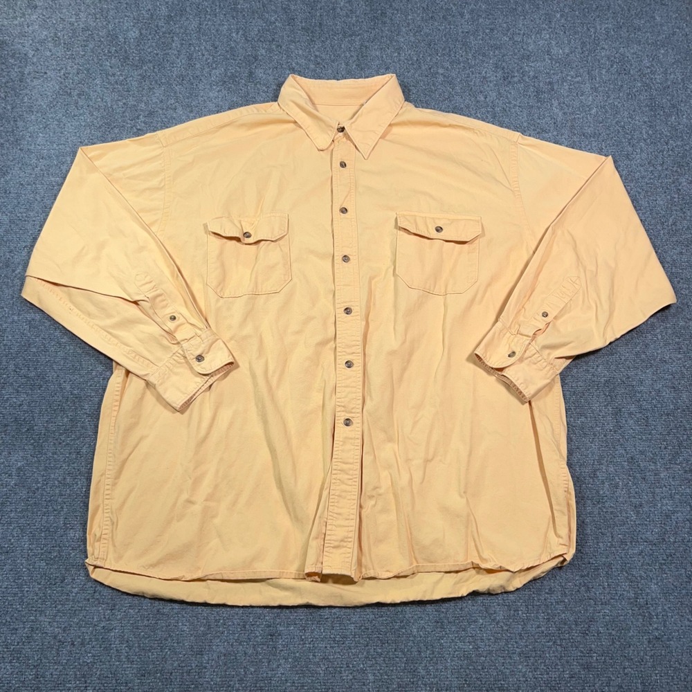 VTG St Johns Bay Bay Twill Button Down Work Shirt Mens 2XL Cotton Pockets Cowboy